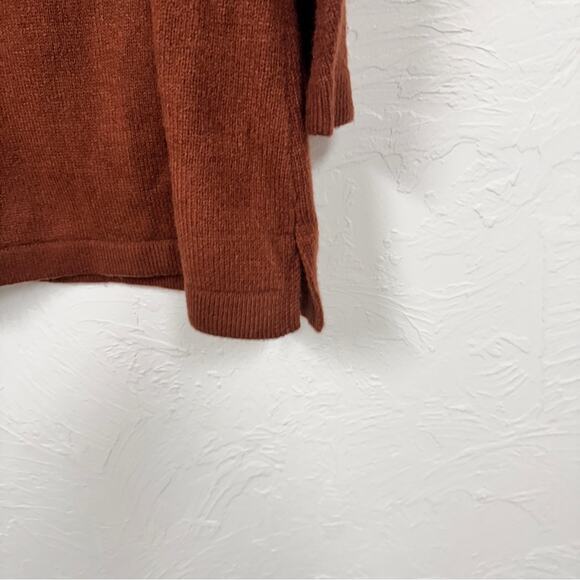 Logo Lori Goldstein Brown Animal Print Trim Cowl Neck Tunic Sweater Womens S - Picture 9 of 9